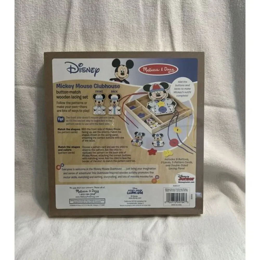 Mickey‎ Mouse Clubhouse Button Match Wooden Lacing Set #5794 NIB Educational Toy